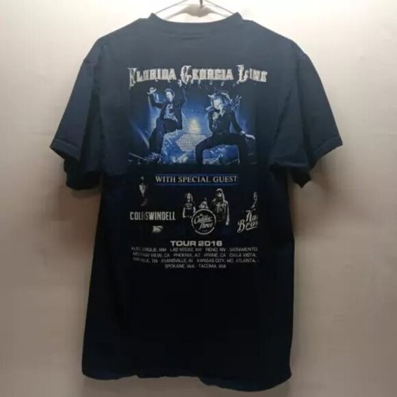 Florida Georgia Line 2016 Dig Your Roots Tour Navy Blue Concert Tee Large Cotton - Picture 3 of 6
